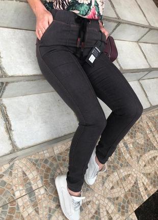 Джинсы женские тонкие стрейчевые коттоновые с высокой посадкой, пояс на резинке kadeqi