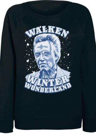 Женский новогодний свитшот walken in a winter wonderland (чёрный)