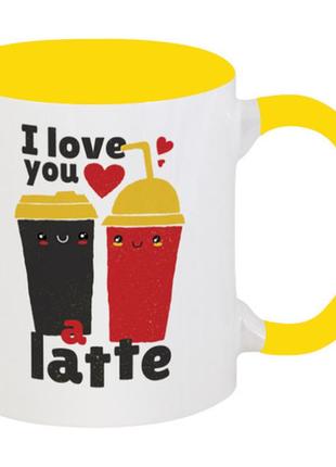 Кружка i love you a latte (жовта)3 фото