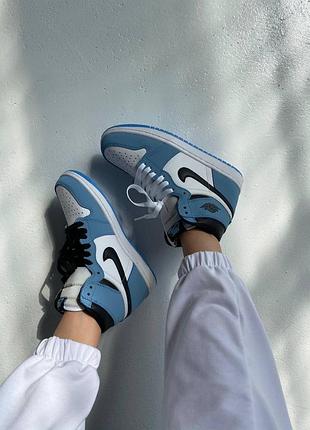 Nike air jordan 1 retro high« university blue » мужские кроссовки найк аир джордан2 фото