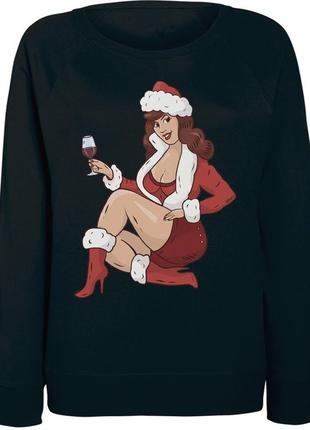 Женский новогодний свитшот "pin up girl christmas" (чёрный)