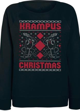 Женский новогодний свитшот "krampus christmas" (чёрный)1 фото