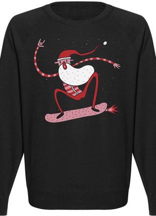 Свитшот новогодний "fly skating santa" (чёрный)