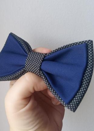 Краватка-метелик синій з сірим дорослий2 фото