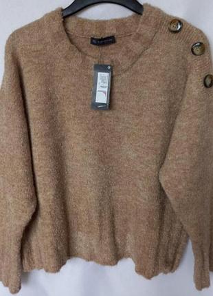 Джемпер xxxl мякий, теплий, стильний для пишної леді прикрашений гудзиками на лівому плечіі