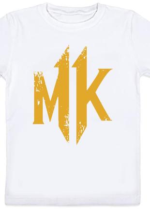 Детская футболка mortal kombat 11 - logo (белая)