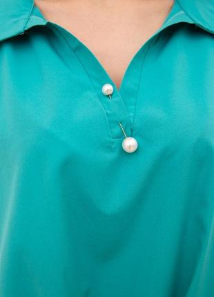 Блуза жіноча колір бірюзовий2 фото