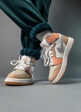 Жіночі високі шкіряні різнокольорові кросівки nike air jordan🆕