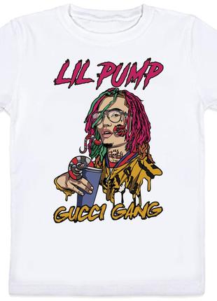 Детская футболка lil pump - gucci gang (белая)