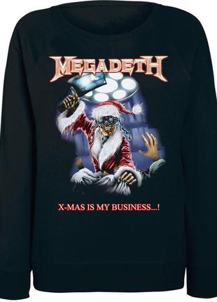 Женский новогодний свитшот "megadeth xmas is my business" (чёрный)