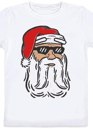 Детская новогодняя футболка "cool santa claus" (белая)