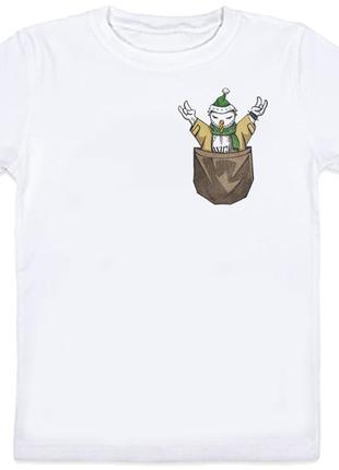 Детская новогодняя футболка rock snowman pocket (белая)1 фото