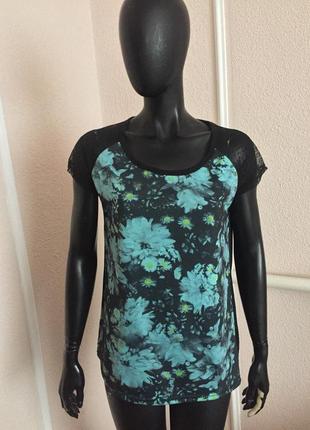 Футболка летняя тонкая с цветами made in italy zara mango