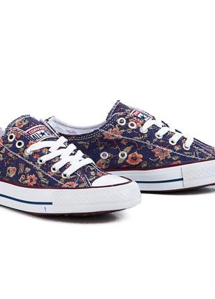 Кеды низкие фиолетовые с цветочками 36-40