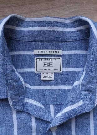 F&f сорочка з коротким рукавом льон коттон блакитна в смужку5 фото