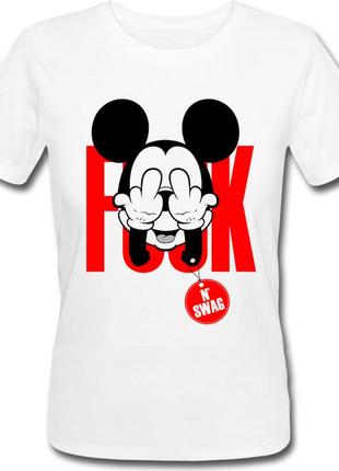 Женская футболка f*ck mickey mouse (белая)