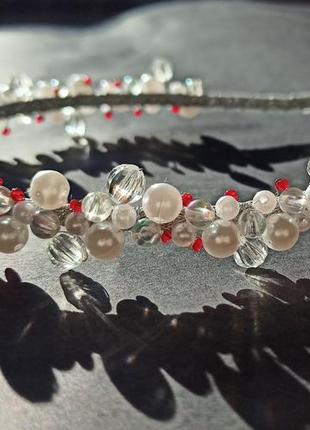 Обруч з камінчиками і перлинками
