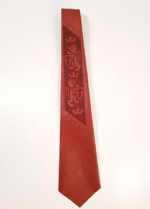 Эксклюзивный кожаный галстук гербовое тиснение испания красивый коньячный цвет2 фото
