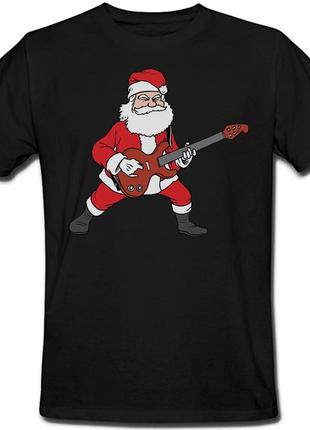 Футболка новогодняя rockin' santa (чёрная)