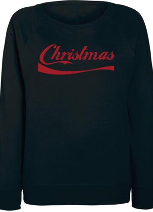 Женский новогодний свитшот christmas (coca-cola font) (чёрный)