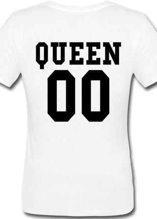 Женская именная футболка queen (принт сзади) [цифры можно менять] (50-100% предоплата)