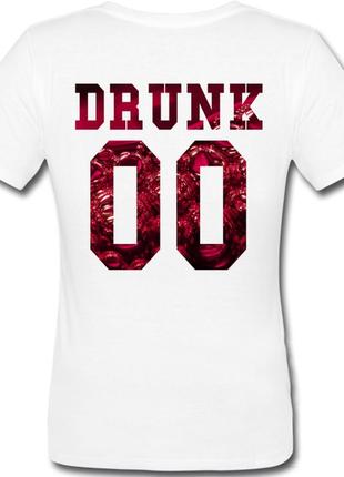 Женская именная футболка drunk - wine (принт сзади) [цифры можно менять] (50-100% предоплата)