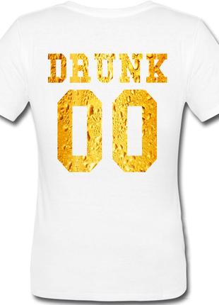 Женская именная футболка drunk - beer (принт сзади) [цифры можно менять] (50-100% предоплата)