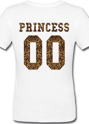 Женская именная футболка princess - crowns (принт сзади) [цифры можно менять] (50-100% предоплата)