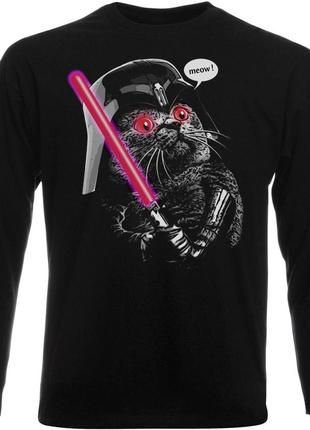 Футболка з довгим рукавом darth meow (чорна)