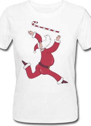 Женская новогодняя футболка "santa baton twirling" (белая)