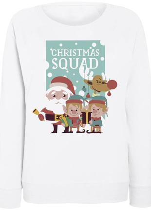 Женский новогодний свитшот "christmas squad" (белый)