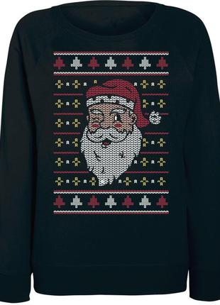 Женский новогодний свитшот "christmas sweater santa" (чёрный)