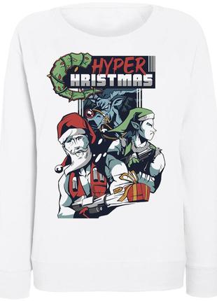 Женский новогодний свитшот "hyper christmas" (белый)