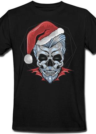 Футболка новорічна "christmas santa skull" (чорна)