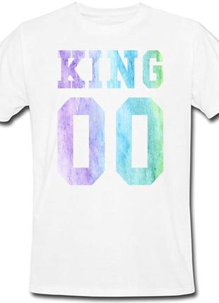 Мужская именная футболка king - multicolor (принт спереди) [цифры можно менять]