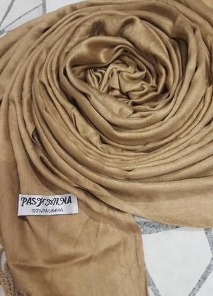 Pashmina золотий шарф з пашміни5 фото