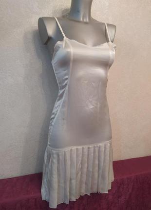 Xs-s/36-38,anima,белоснежное итальянское шелковое платье в бельевом стиле