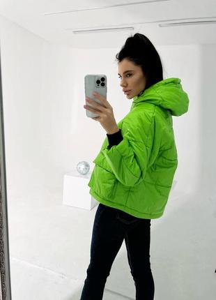 Женская короткая зимняя куртка с капюшоном на силиконе +200 на молнии норма3 фото