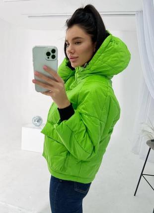 Женская короткая зимняя куртка с капюшоном на силиконе +200 на молнии норма2 фото