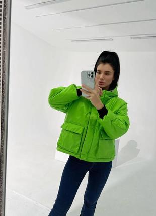 Женская короткая зимняя куртка с капюшоном на силиконе +200 на молнии норма5 фото