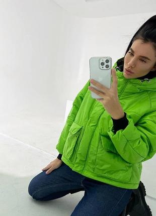 Женская короткая зимняя куртка с капюшоном на силиконе +200 на молнии норма7 фото