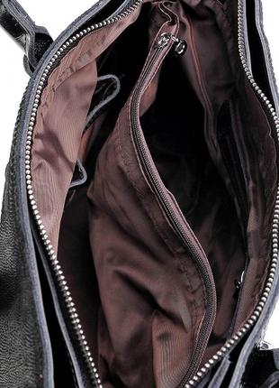 Женская кожаная сумка чёрного цвета из натуральной кожи3 фото