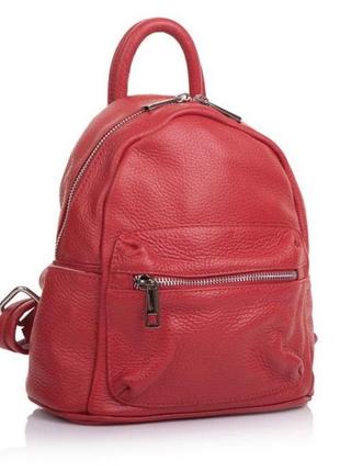 Рюкзак яскравий червоний шкіряний рюкзак рюкзак жіночий шкіряний1 фото
