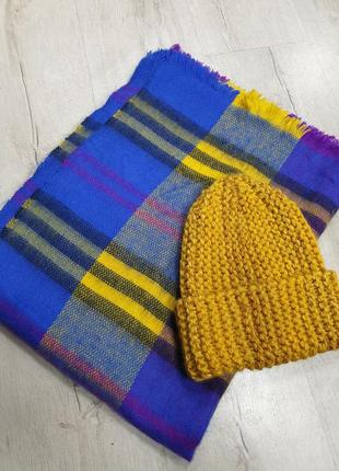 Шарф кашемир фиолетово-желтый