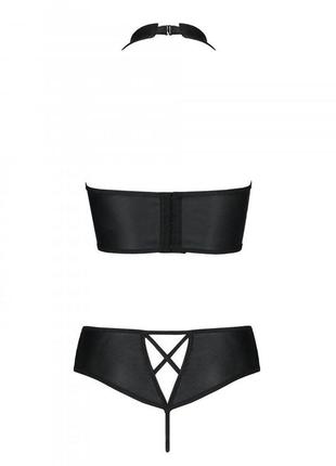 Комплект из эко-кожи nancy bikini black passion, бра и трусики с имитацией шнуровки3 фото