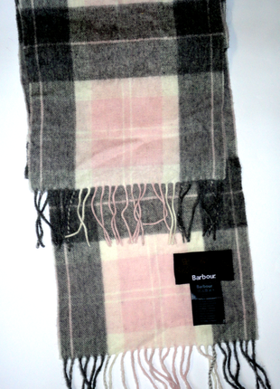 Вовняний шарф 100% шерсть і кашемір barbour 180х25см шарф в клітку