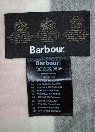 Шерстяной шарф 100% шерсть и кашемир barbour 180х25см шарф в клетку3 фото