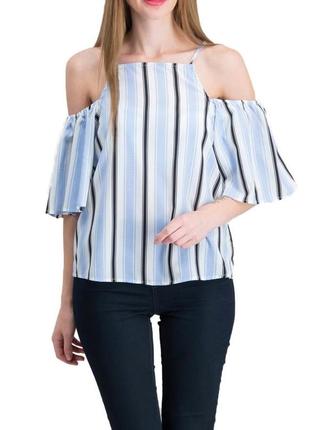 Блуза в полоску открытые плечи воланы