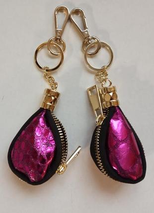 Кожаный брелок аксессуар с карабином pulicati италия натуральная кожа