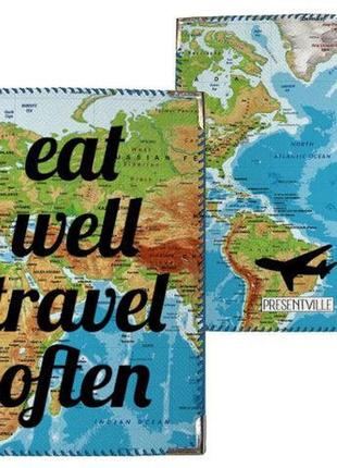 Обложка на паспорт eat well travel often (pd_urb054_si)1 фото